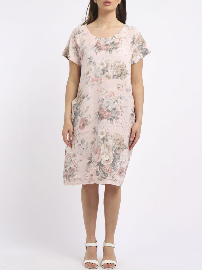 Fleur Linen Dress - Pastel Pink image 1